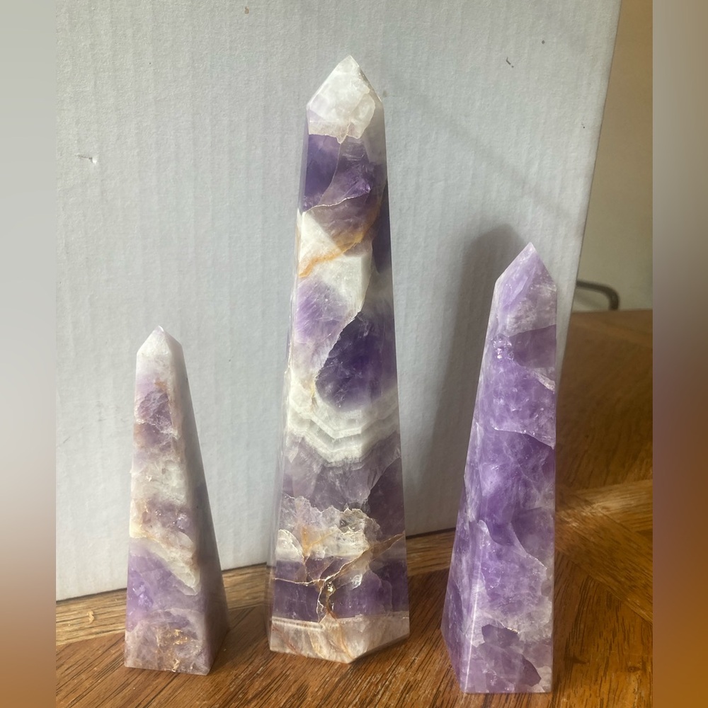 Large Brazilian amethyst obelisk tower